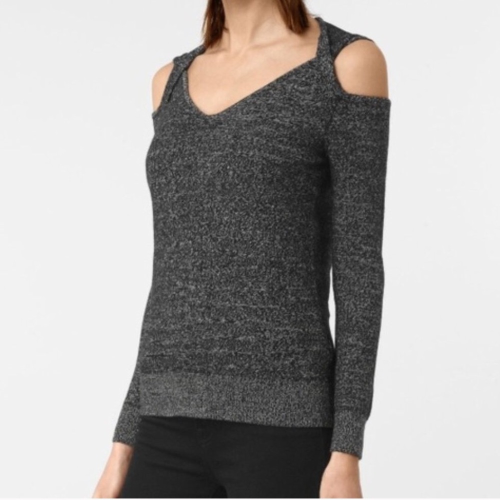 All Saints Neri Twist Cold Shoulder Jumper Sweater